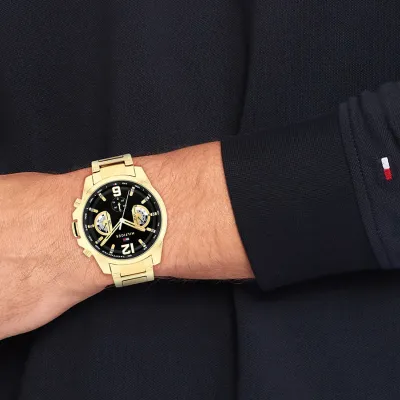 Tommy Hilfiger Tucker Multi-Function Gold Tone & Black Watch